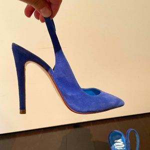 Royal Blue Suede Slingback Pumps